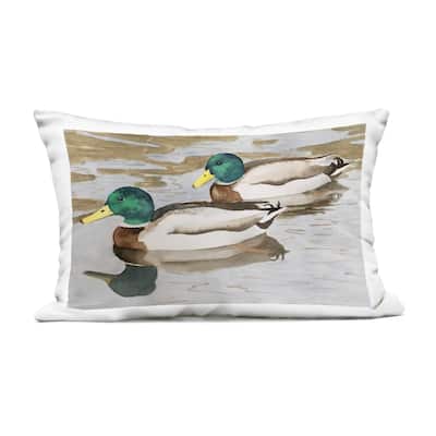 Stupell Mallard Ducks Pair Printed Outdoor Throw Pillow Design by Stephanie Fielden
