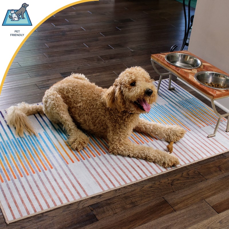 My Magic Carpet Machine Washable Area Rug Solid Cream