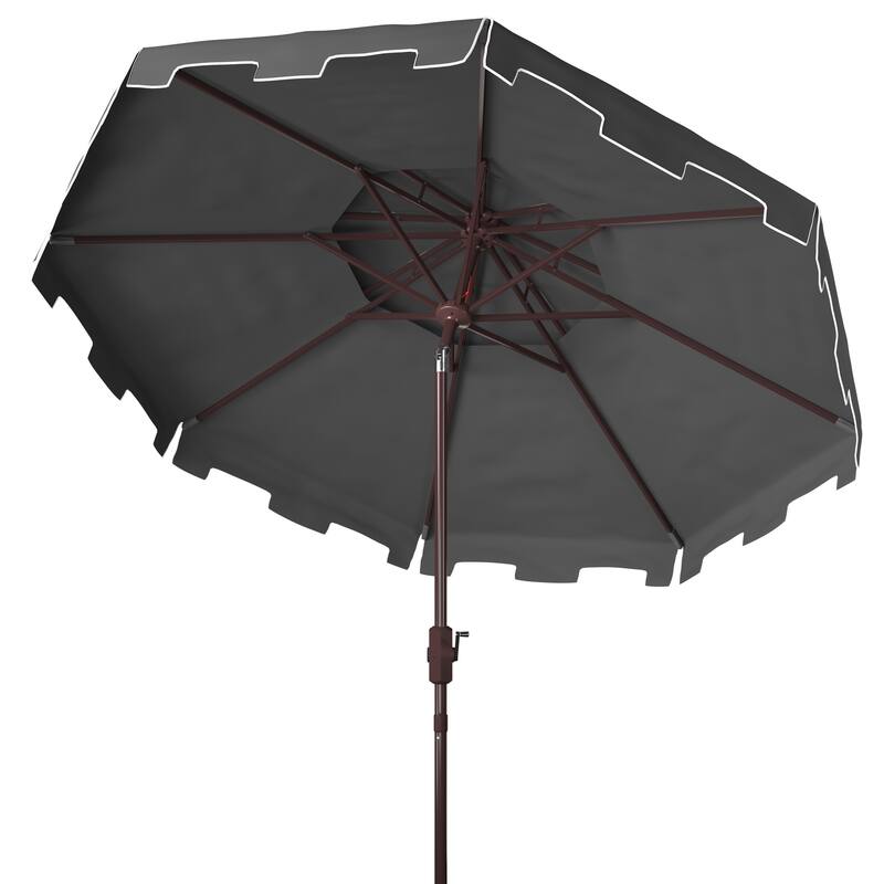 SAFAVIEH Outdoor Livia 9Ft Double Top Market Umbrella, Base Not Included - Grey/White