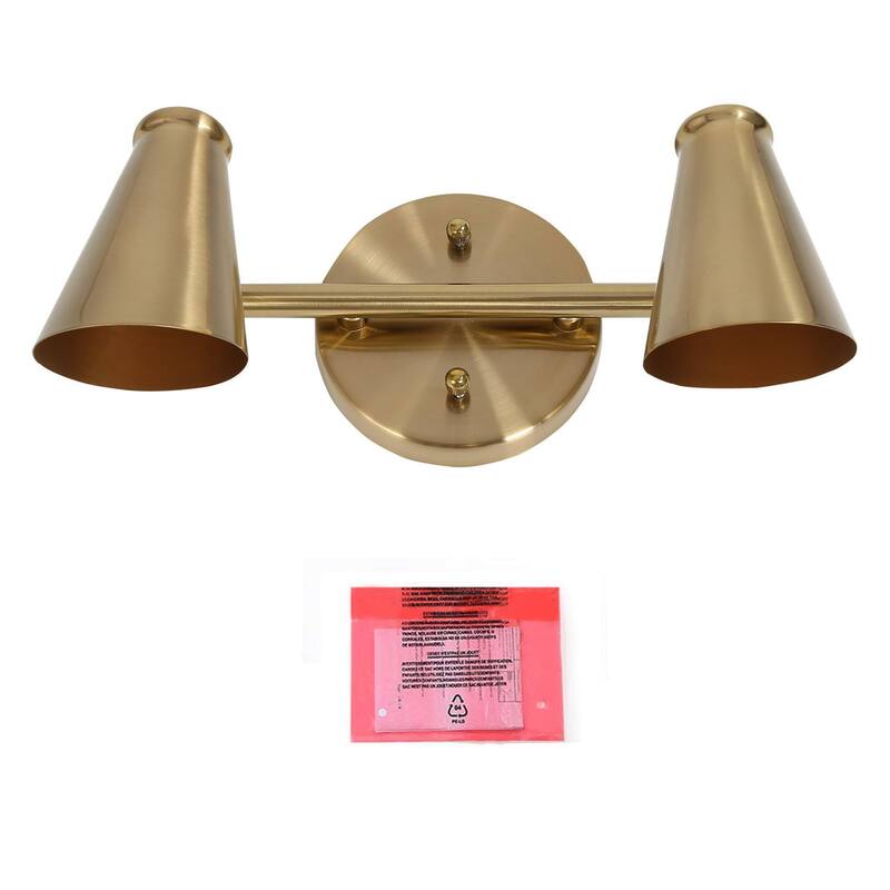Modern 2-Light Black Gold Bathroom Vanity Light Dimmable Metal Wall Sconces