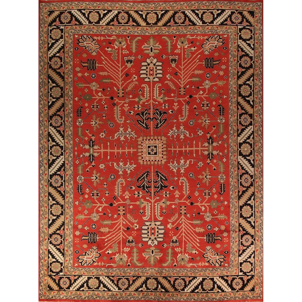 All-Over Orange Oushak Oriental Large Area Rug Handmade Wool Carpet - 11'10" x 14'7"
