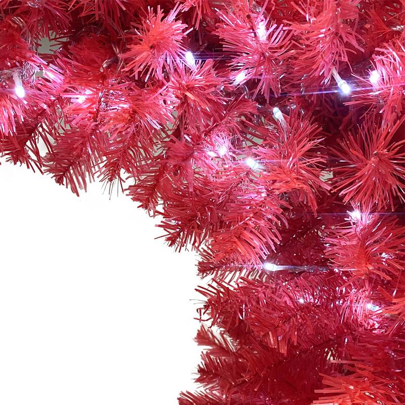 Bendable 6FT Santa Hat Style Christmas Tree with LED Lights and Metal Stand, Fake Xmas Tree for Holiday, Home, Party