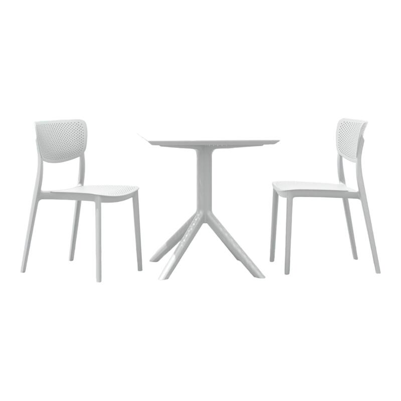 3-Piece White Patio Bistro Set 33"