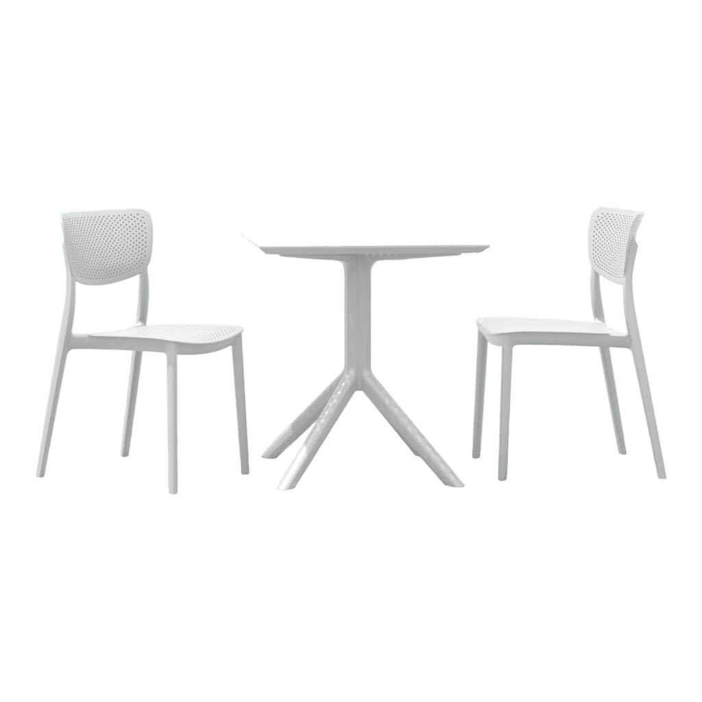3-Piece White Patio Bistro Set 33"