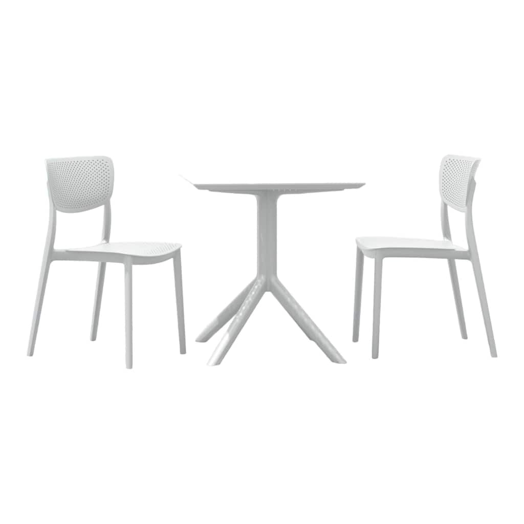 3-Piece White Solid Outdoor Patio Bistro Set 33"