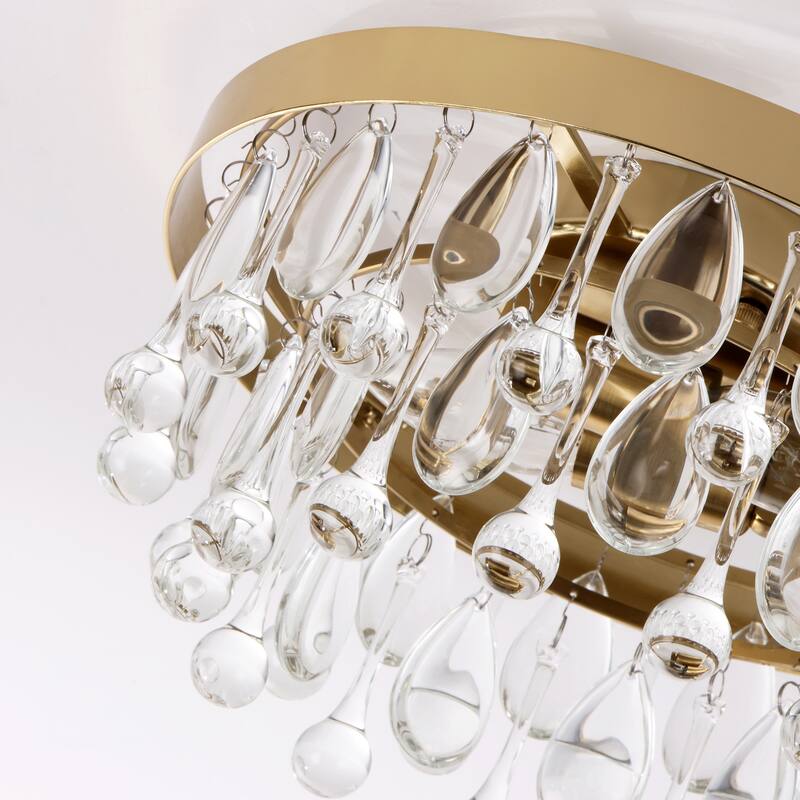 12" 2-Light Modern Chrome/Black Crystal Flush Mount Ceiling Light - Minimalist Crystal Drop Fixture for Bedroom