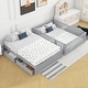 preview thumbnail 84 of 118, Wood Cribs Convertible Toddler Bed with Fence Guardrails and 2 Drawers Split into Independent Floor Bed and Daybed Slat Support