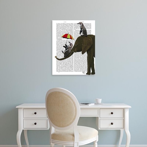 Easy Art Prints Fab Funky's 'Elephant and Penguin' Premium Canvas Art