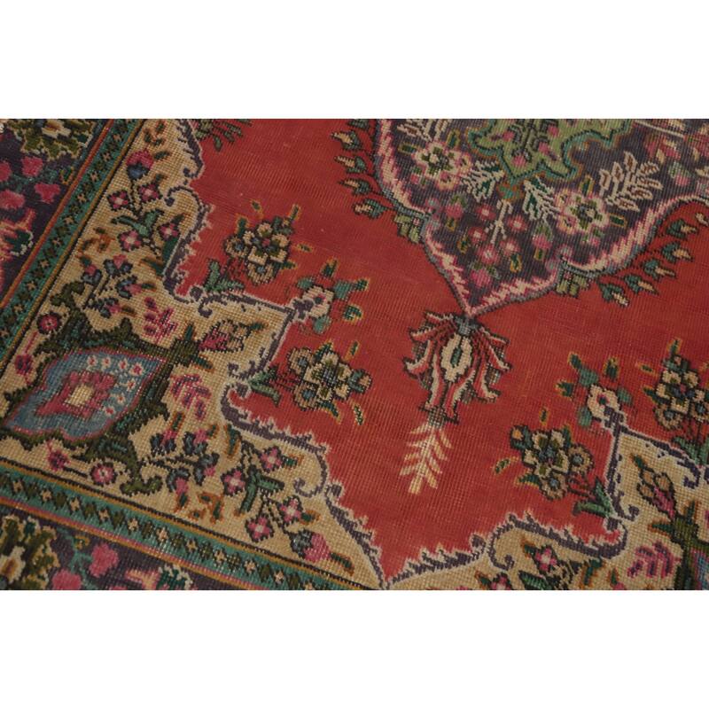 Hand Knotted Oriental 100% Wool Carpet Traditional Medallion Oranges & Rust Tabriz Area Rug - 6' 0'' X 4' 2''