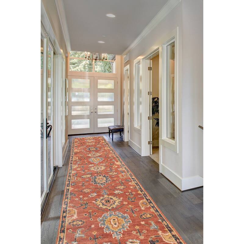 ECARPETGALLERY Hand-knotted Finest Oushak Dark Copper Wool Rug - 2'2 x 9'10