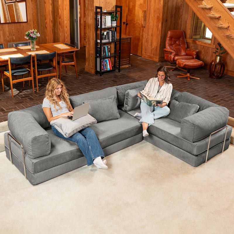 Jaxx Unsofa Modular Convertible Sectional Sofa with Fold Out King Sleeper Bed