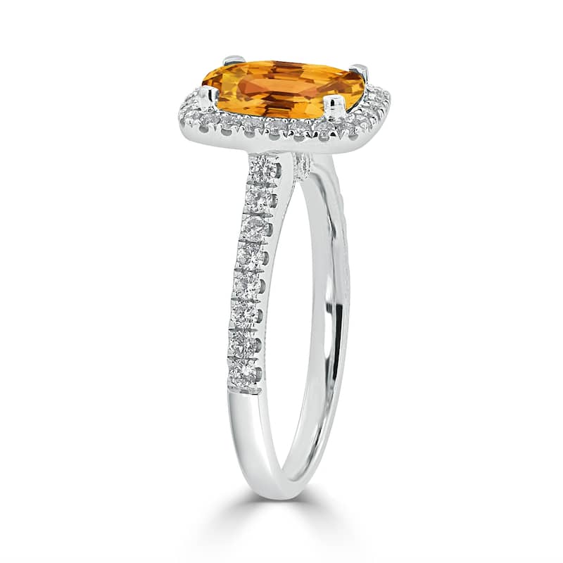 Auriya 1 7/8ct Cushion-cut Citrine and Halo Diamond Engagement Ring 3/8ctw 14k Gold