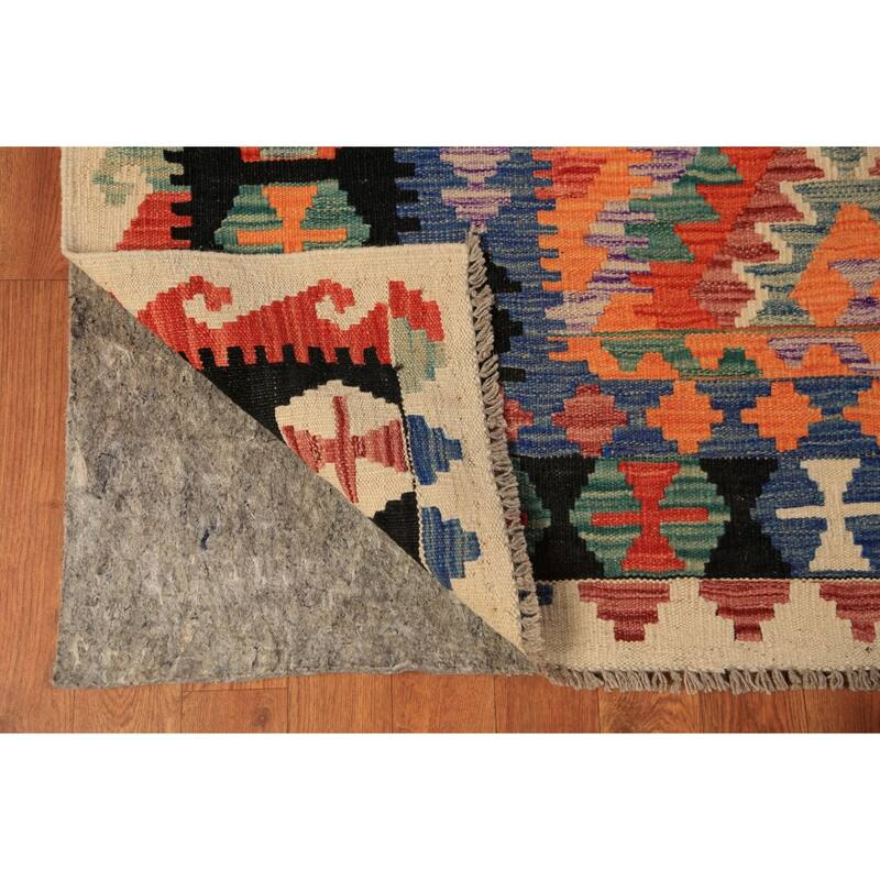 Orange Kilim Oriental Area Rug Handmade Wool Carpet - 8'5"x 11'2"