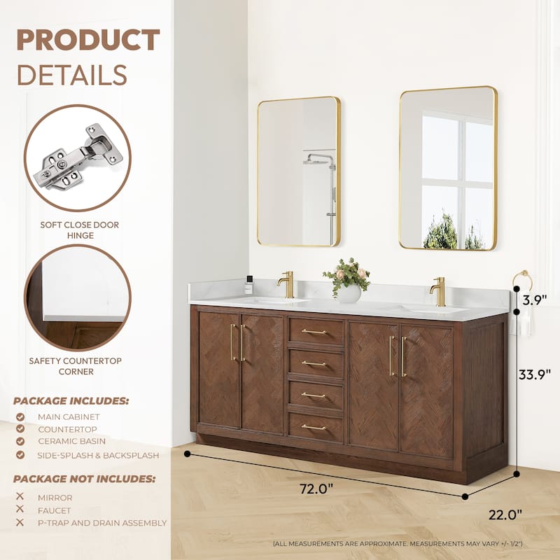 Jakarta Bath Vanity with Quartz Stone Top without Mirror
