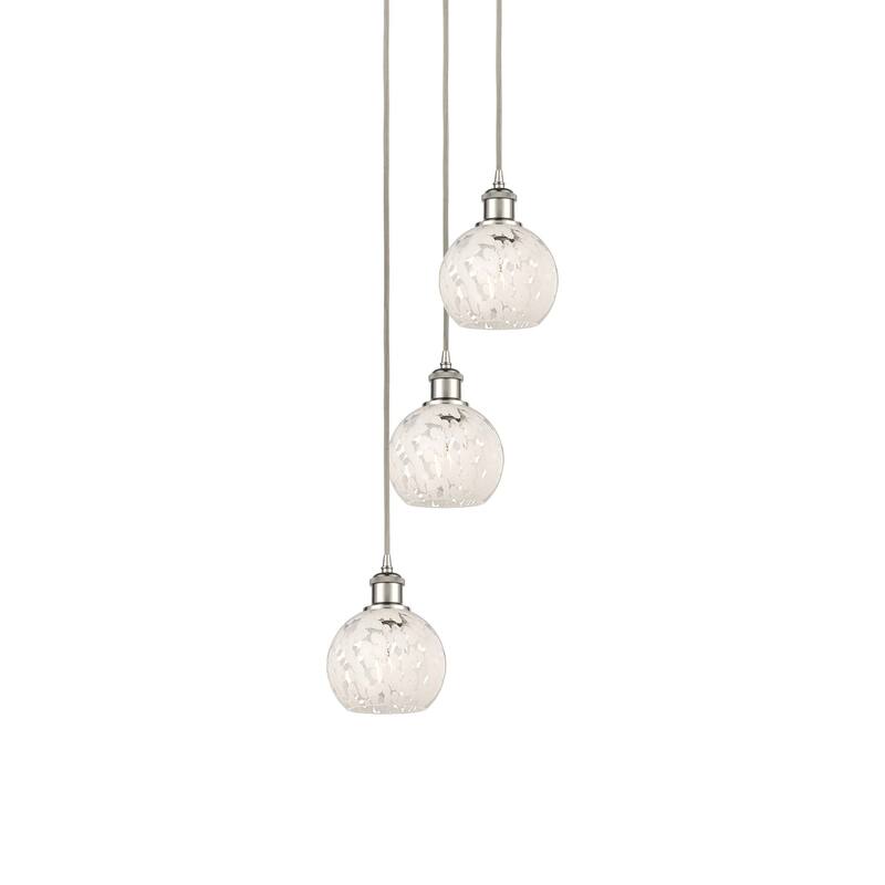 Innovations Lighting 113B-3P-11-13 White Mouchette Pendant White - Polished Nickel