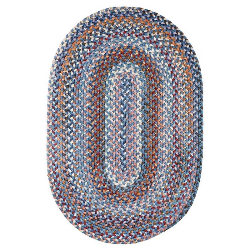 Rhody Rug Augusta Space-dye Wool Braided Rug - Blue Dragon - 10' x 13' Oval