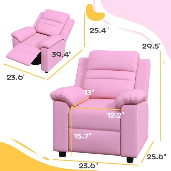 Kids Recliner Chair, Toddler Leather Sofa Lounge Chair with Armrest, Footrest, Headrest for Boys and Girls 3-9 Years Old