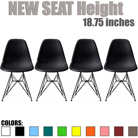 2xhome Modern Plastic Side Dining Chair Colors With Dark Black Wire Chrome Legs Base (Set of 4)