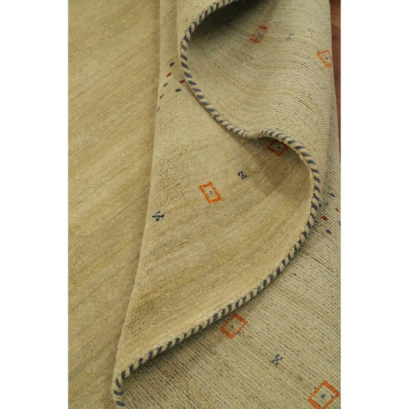 Hand Knotted Oriental 100% Wool Carpet Tribal Animal Pictorial Yellow & Gold Gabbeh Area Rug - 8' 0'' X 8' 1''
