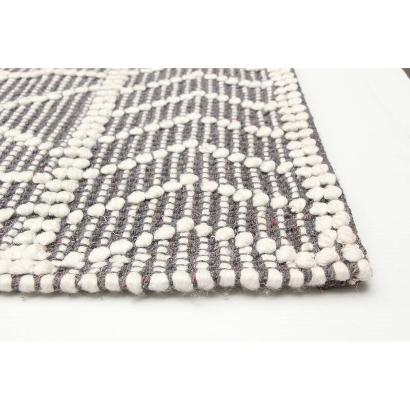 ECARPETGALLERY Braid weave Sienna Grey Wool Rug - 6'2 x 9'3
