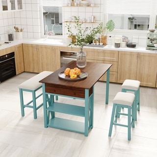Modern 4-Piece Counter Height Dining Table Set with Storage Shelves ...