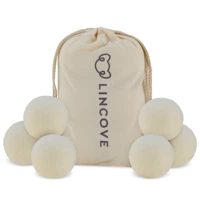 Lincove 100% Organic Wool Dryer Balls - Reusable & Durable, Efficient Drying - 6 Pack