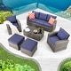 preview thumbnail 41 of 66, EROMMY 6/7 Piece Modular Outdoor Rattan Sofa Set, All-Weather Wicker Patio Furniture with Storage Table, Cushions & Pillows