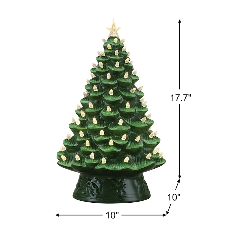 18 in. Nostalgic Ceramic Tree with White Lights - Green