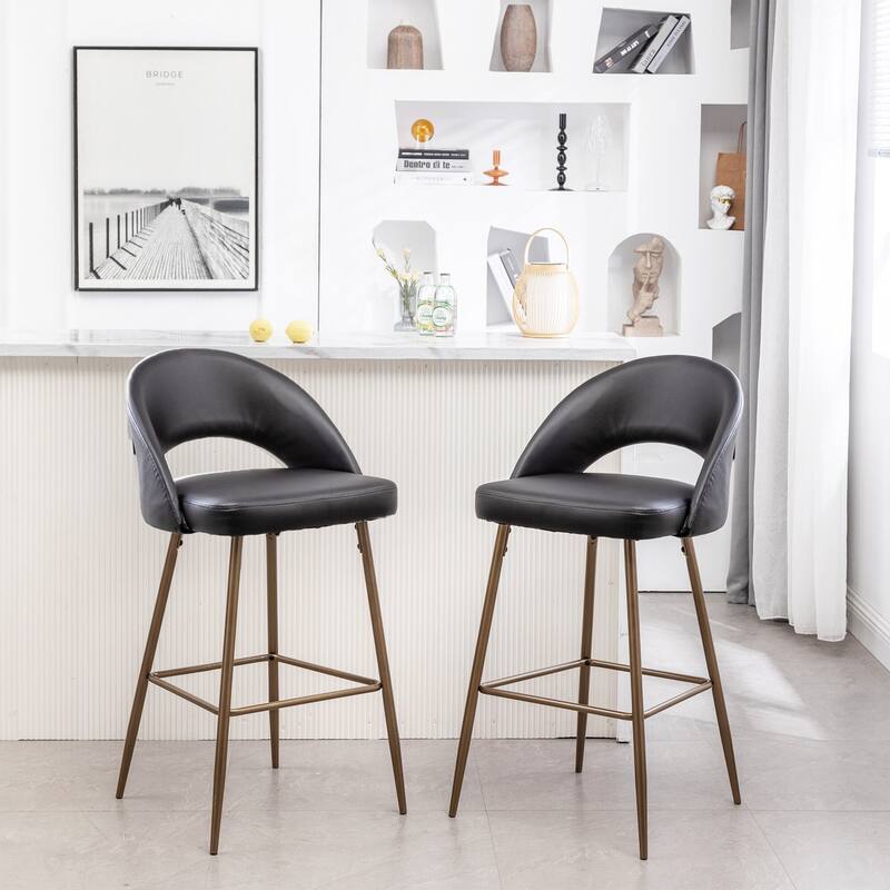 White Padded Modern Bar Stool (Set of 2 Stools)