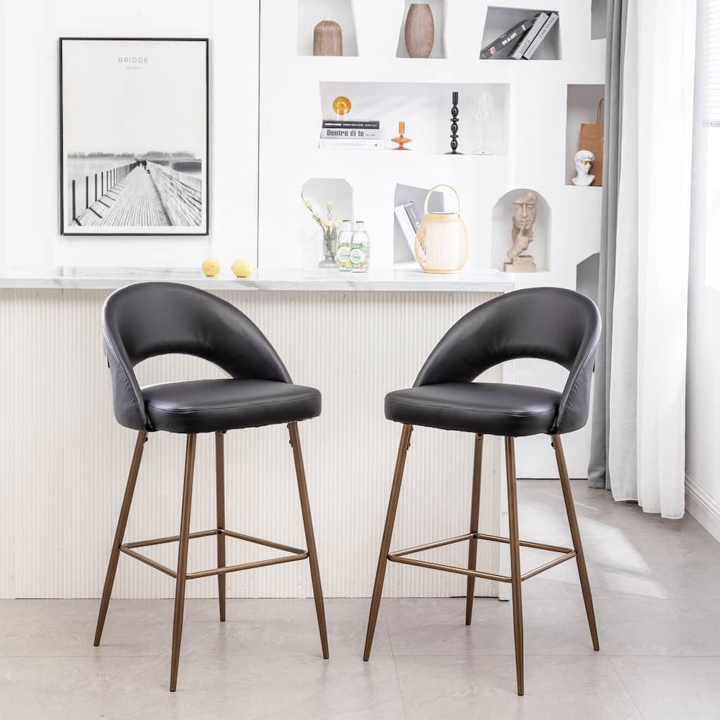 White Padded Modern Bar Stool (Set of 2 Stools)