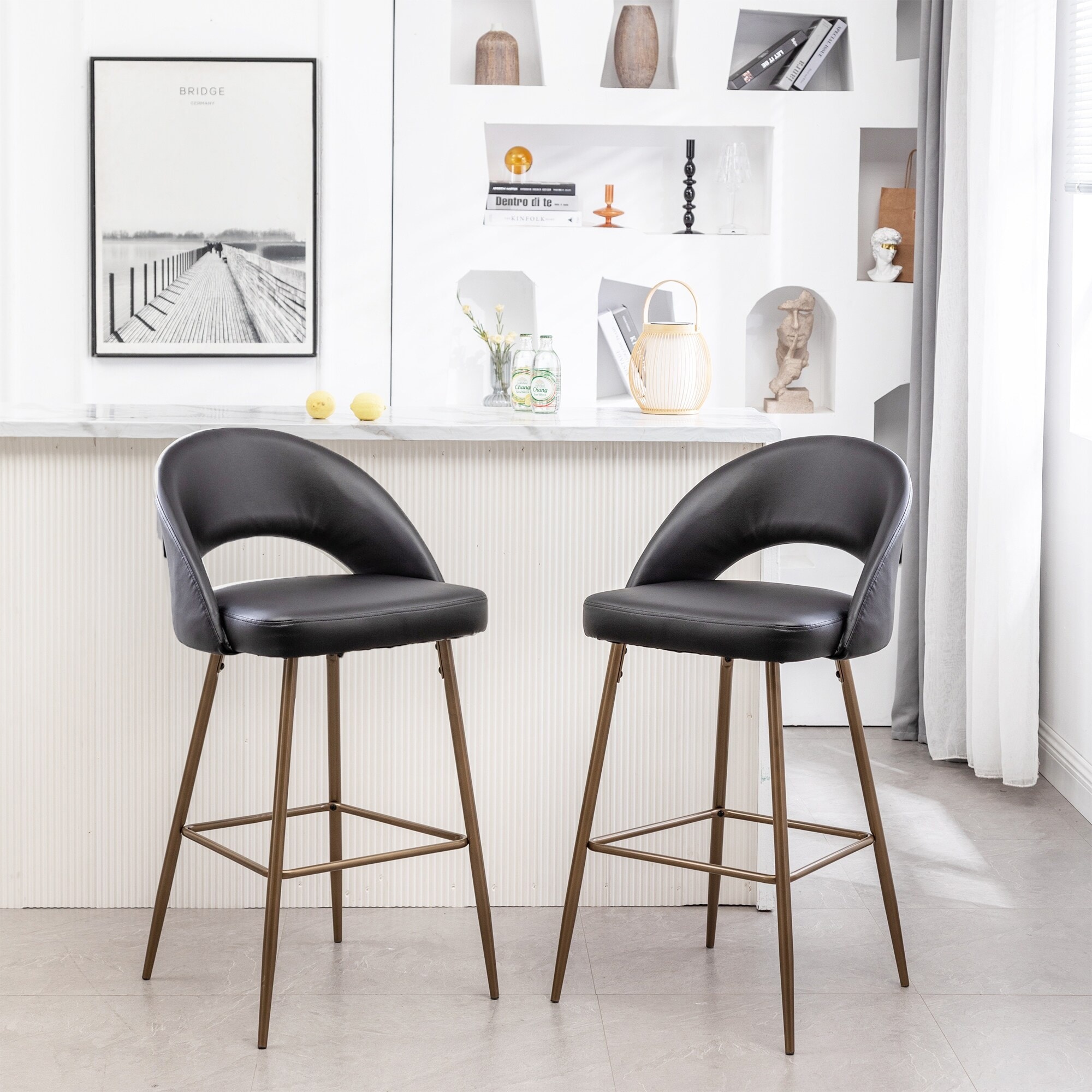 White Padded Modern Bar Stool (Set of 2 Stools)