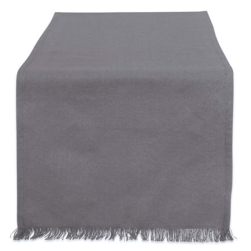 Rectangular Table Runner with Fringed - 108" - Gray