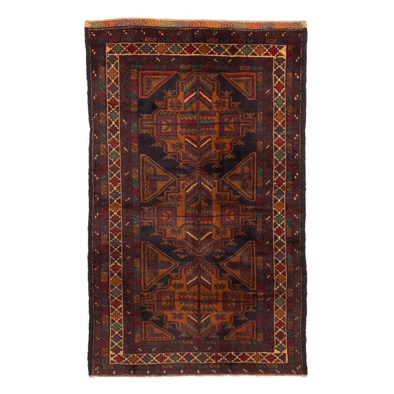 ECARPETGALLERY Hand-knotted Teimani Black, Brown Wool Rug - 3'7 x 6'1