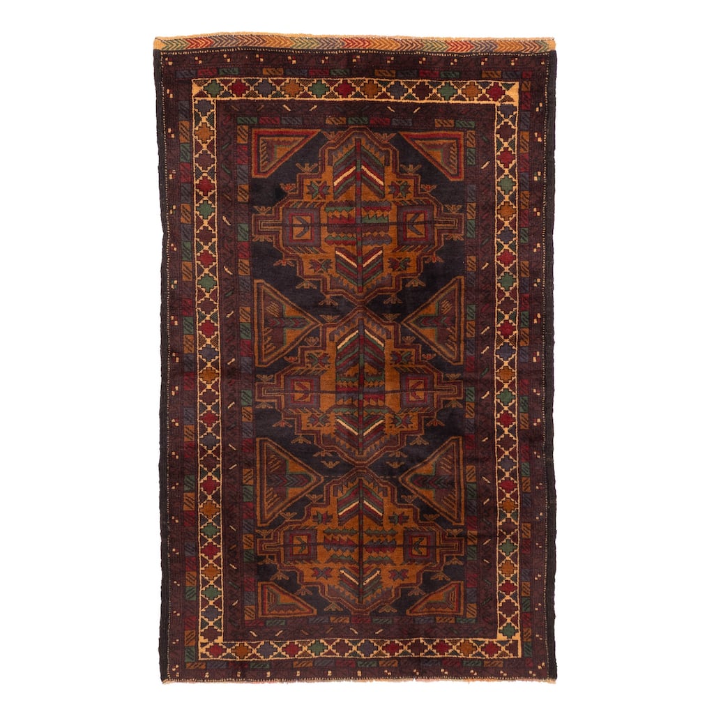 ECARPETGALLERY Hand-knotted Teimani Black, Brown Wool Rug - 3'7 x 6'1