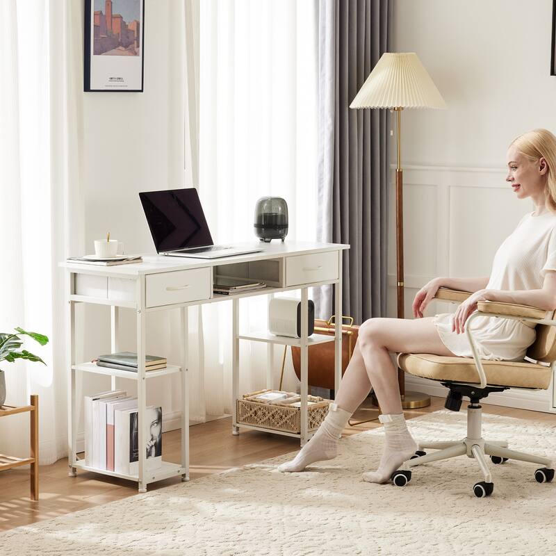 Computer Desk - Features Storage, Fabric Bag, Headphone Hook