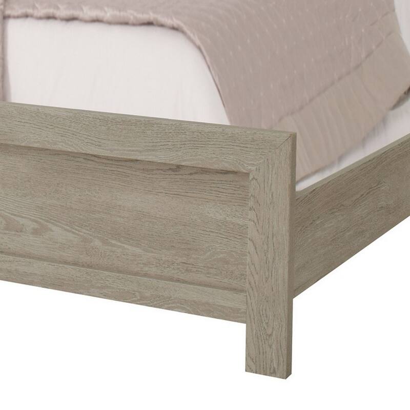Ancy Queen Size Bed, Tufted and Upholstered Headboard, Light Gray Finish