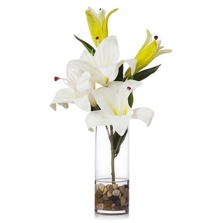 Yellow Artificial Giant Ivory Casablanca Lily Bush Pink Ivory 