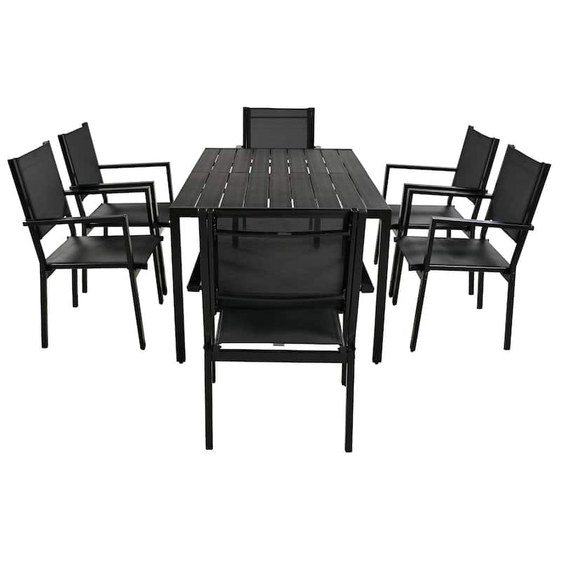 7 Piece High-Quality Steel Outdoor Table Chair Set for Patio, Balcony, Backyard
