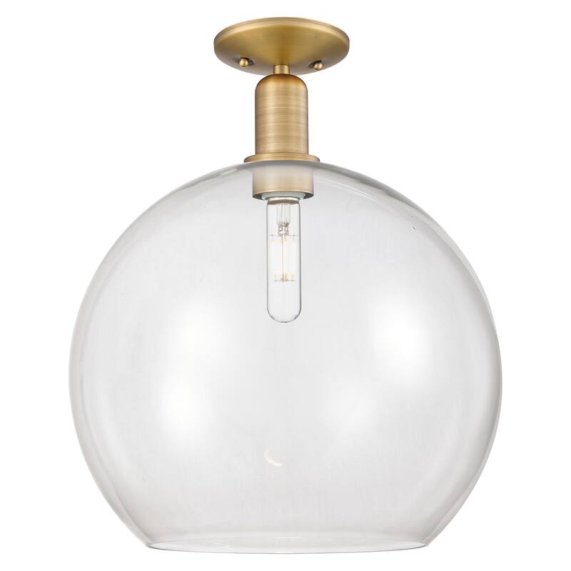 Innovations Lighting 716-1C-19-14 Athens Semi-Flush Athens 14" Wide - Brushed Brass / Clear