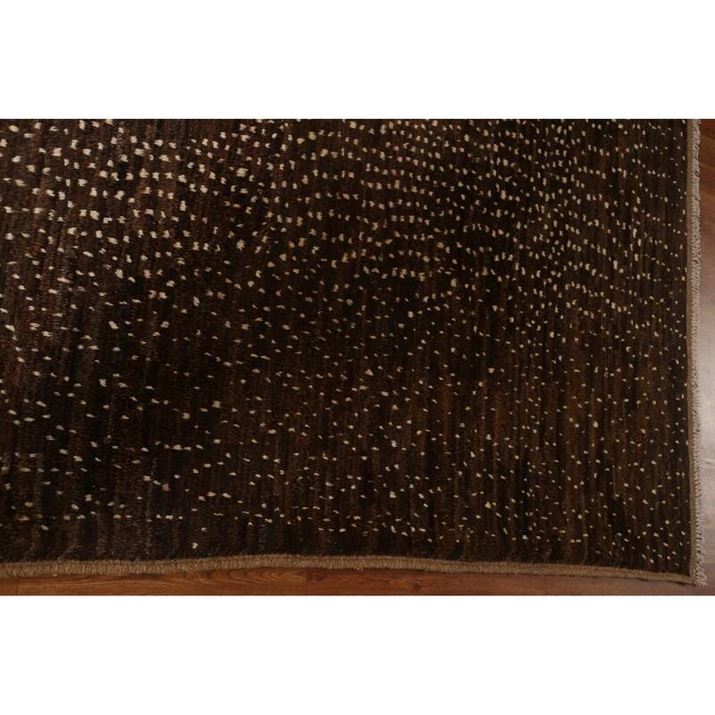 Brown Tribal Moroccan Oriental Area Rug Hand-knotted Wool Carpet - 5'11" x 9'0"