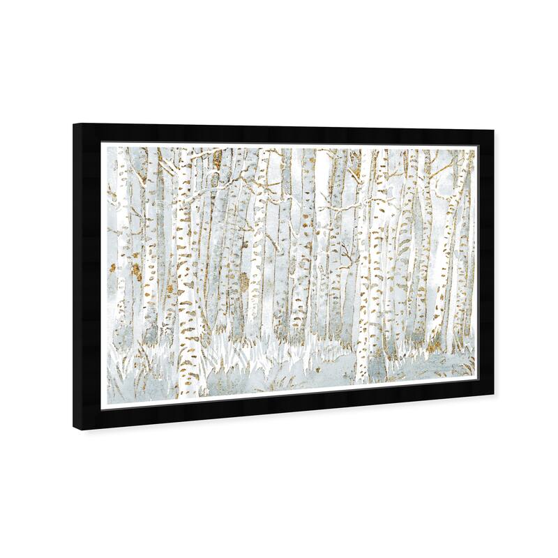 Wynwood Studio Prints Nature and Landscape Aspen Trees Day White and Metallic Gold Modern & Contemporary Wall Art Canvas Print