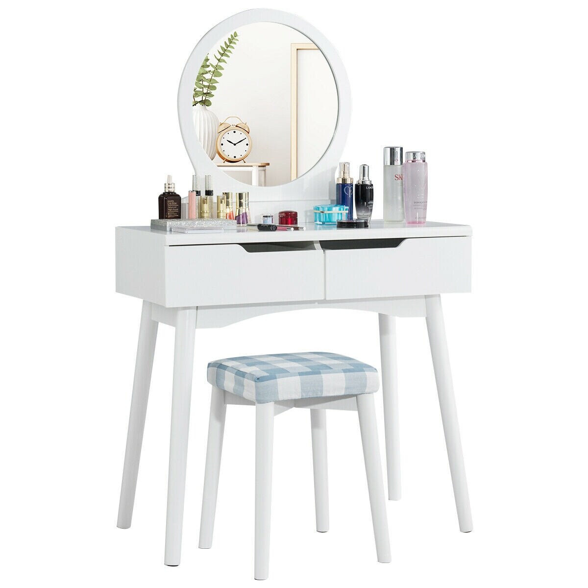Shop Gymax Bedroom Vanity Set Dressing Table Cushioned Stool W
