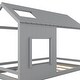 preview thumbnail 32 of 34, Whimsical Twin House Bed with Roof and Window - Sturdy Pine Wood Frame