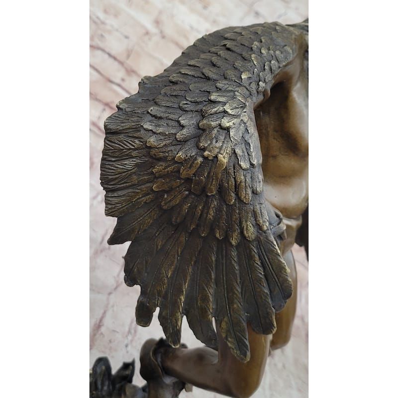Native American Indian Eagle Dancer Rain Dance Shaman Bronze Statue Sculpture 18 Inches X 10 Inches