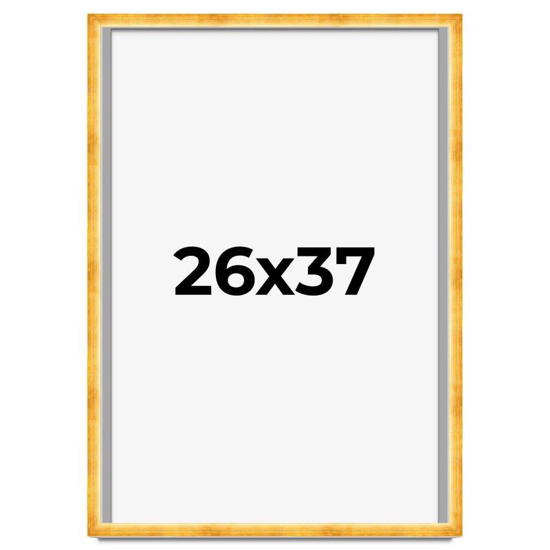 26x37 Shadow Box Frame Gold | 1.625 Inches Deep Real Wood Traditional