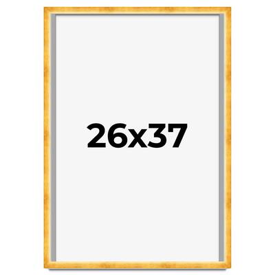 26x37 Shadow Box Frame Gold | 1.625 Inches Deep Real Wood Traditional