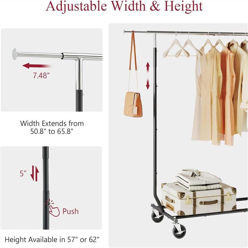 Clothing Rack Heavy Duty Clothes Rack - 22"D x 65.6"W x 62"H