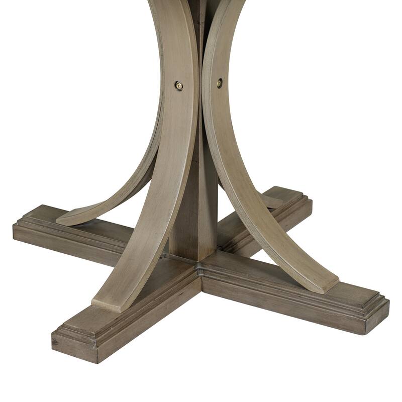 Retro 5-Piece Wooden Dining Table Set with Curved Trestle Table & 4 Chairs
