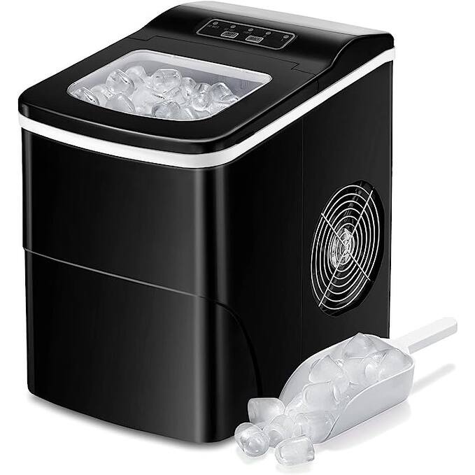 Countertop Ice Maker Machine, Ice Cube Ready in 6-8 Mins with Ice Scoop and Basket - Black