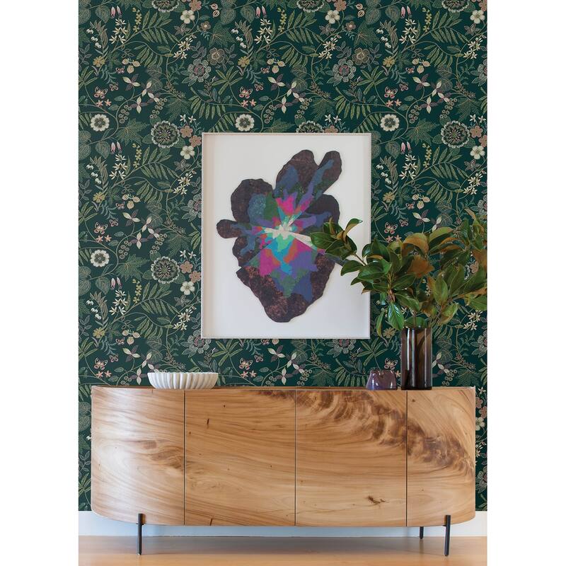 A-Street Prints Marilyn Green Floral Trail Wallpaper